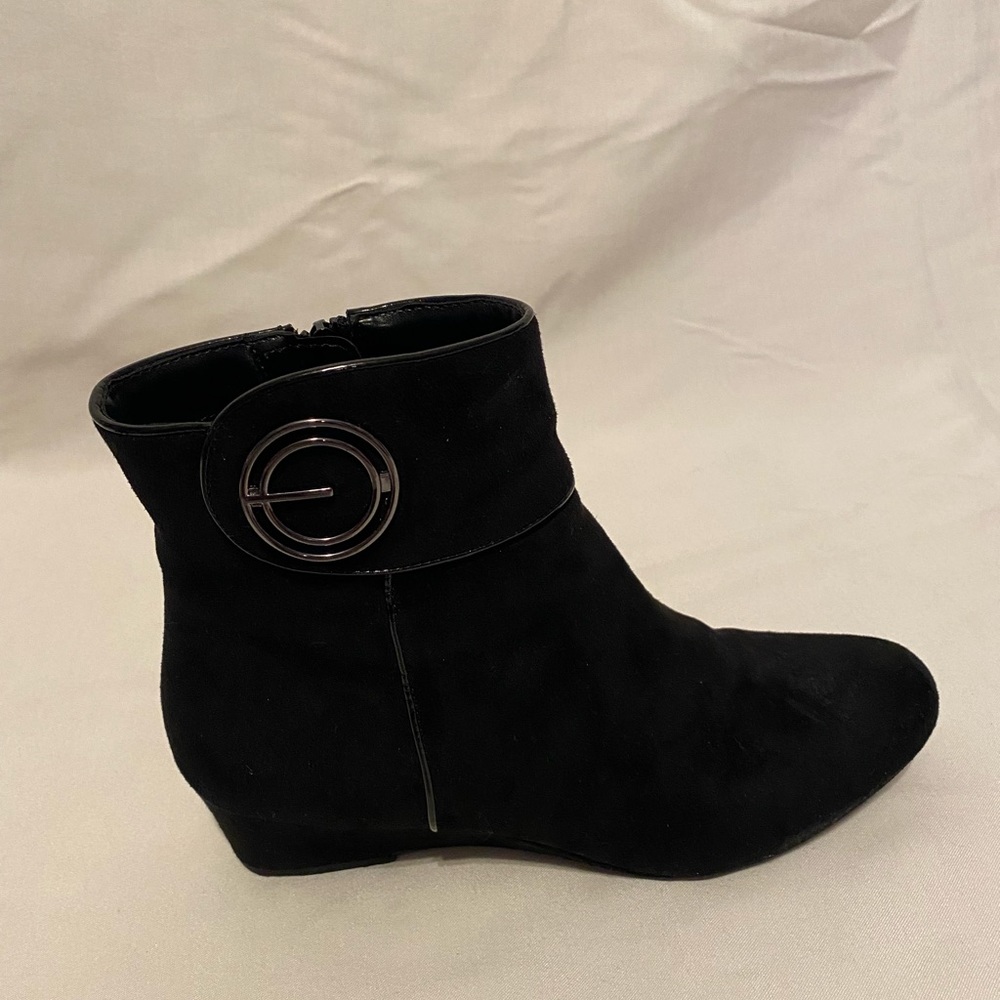 Impo Goya Black Suede Wedge Booties